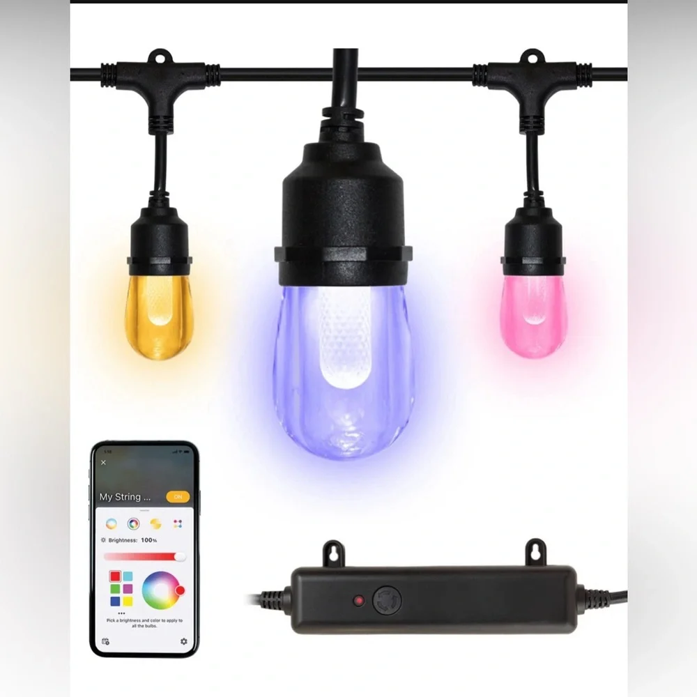 HAMPTON BAY SMART 24FT LED MULTICOLOR CHANGING PLUG-IN STRING LIGHTS 🌟NIB🌟